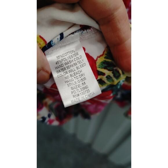 Umgee Tunic Mini Dress Floral 100% Linen Medium - Picture 5 of 5